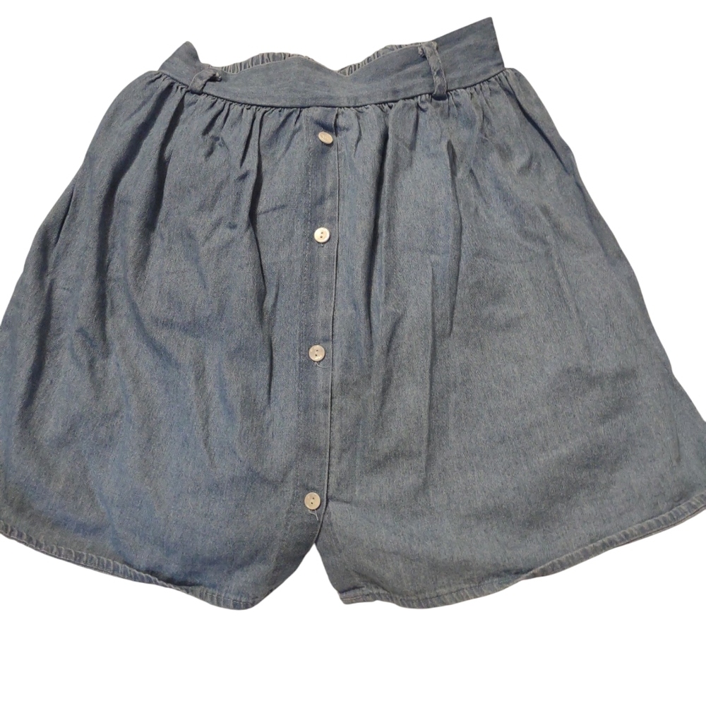 VTG‎ Girl's 90s Kandy Kiss Chambray Skirt 12 Preppy Cottage Made In The USA